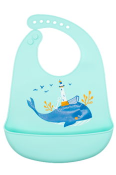 Silicone Bib Whale Blue